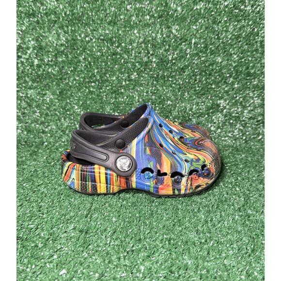 CROCS Toddler Size 8C Swirl Multicolor Classic Clog Shoe Beach Summer Sandals - Picture 1 of 7